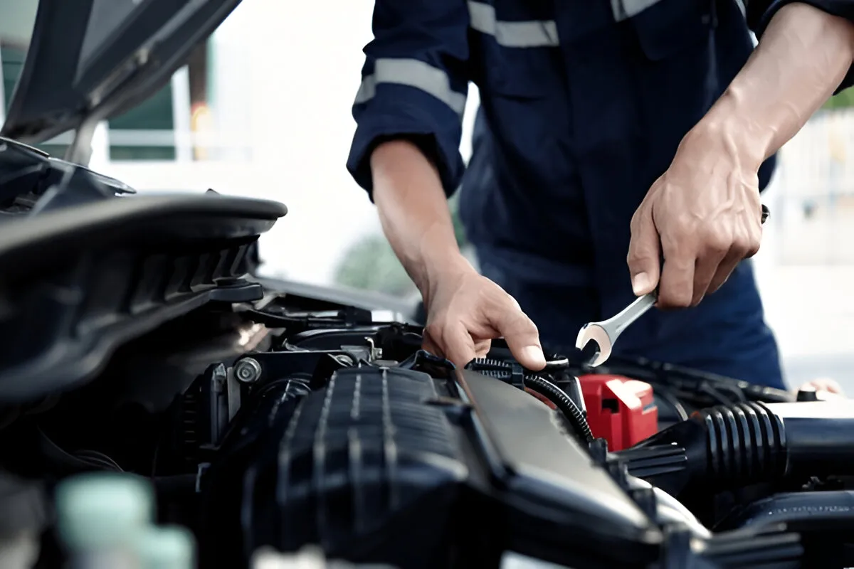 Mechanic repairing common problems with kia telluride in repair shop