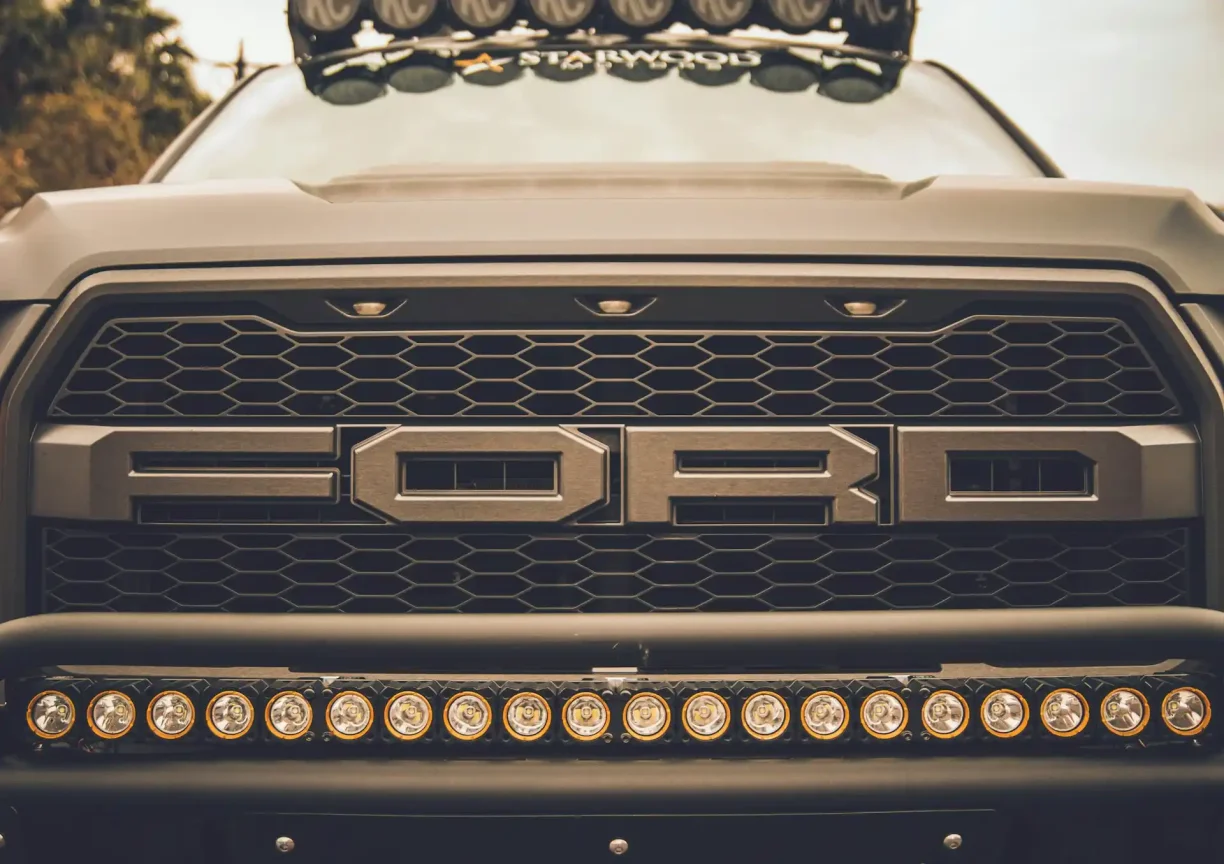 Ford truck front grille highlighting potential vehicle defects covered under lemon law