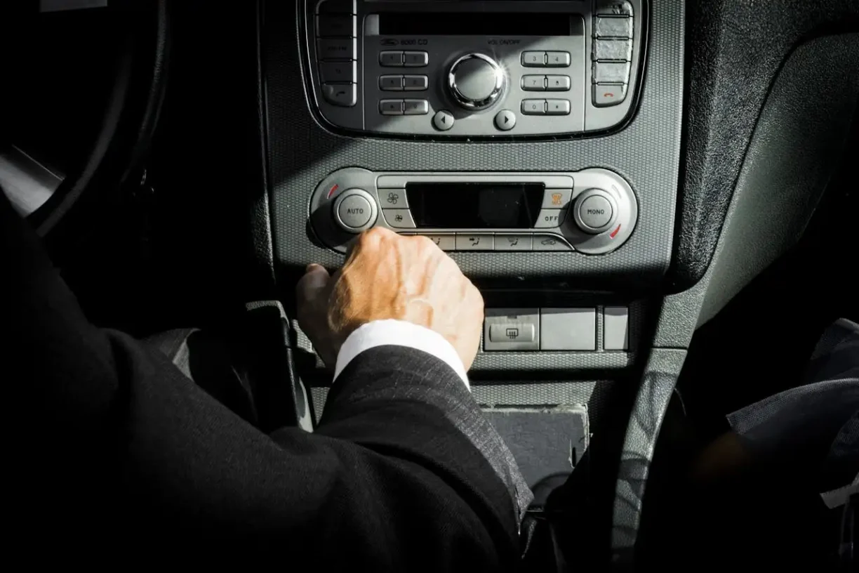 Close-up of vehicle climate control panel showing interior system malfunction